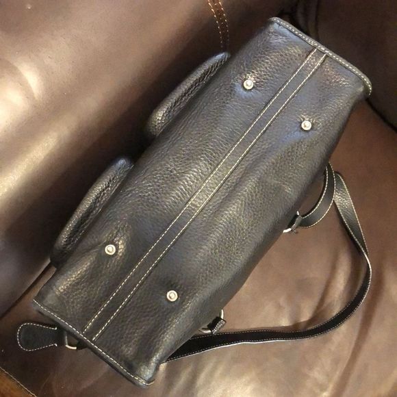 W DOONEY BOURKE Tumbled Black Leather Top Handle Satchel Laptop Shoulder Bag - Picture 6 of 17